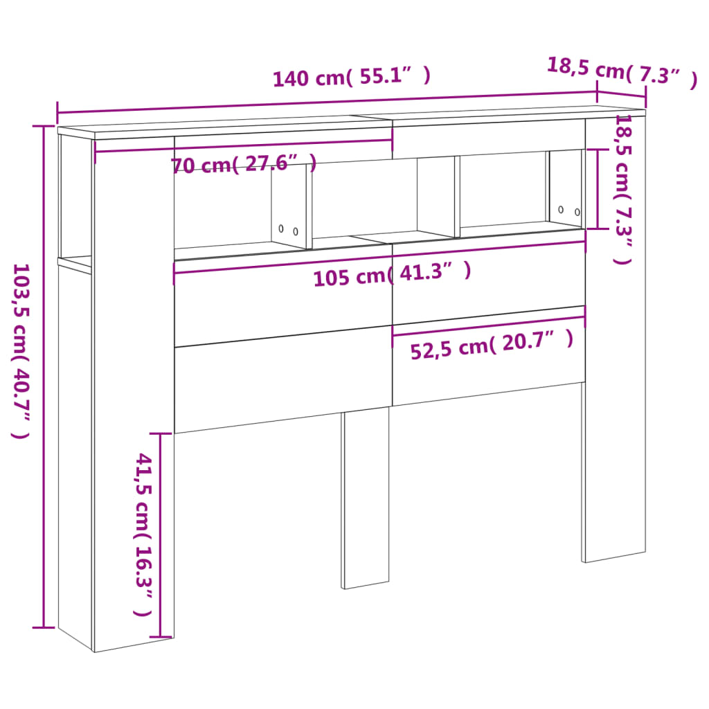 vidaXL Wezgłowie łóżka z LED, białe, 140x18,5x103,5 cm