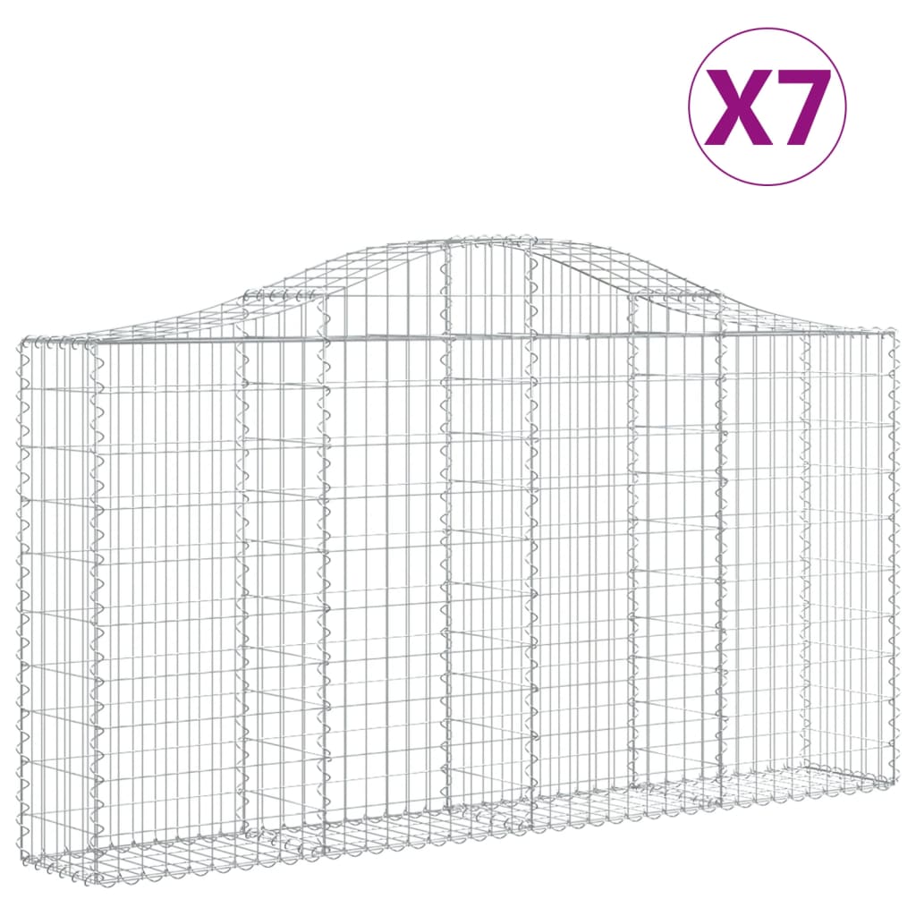 vidaXL Kosze gabionowe, 7 szt, 200x30x100/120 cm, galwanizowane żelazo