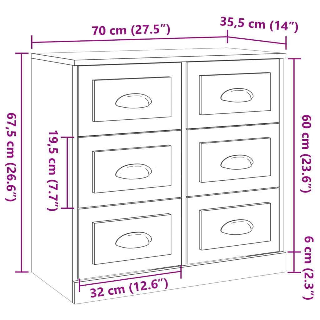 vidaXL Szafka, dąb sonoma, 70x35,5x67,5 cm, materiał drewnopochodny