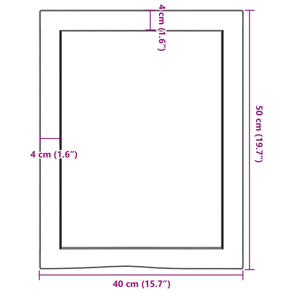 vidaXL Blat do łazienki, jasnobrązowy, 40x50x(2-6) cm, lite drewno