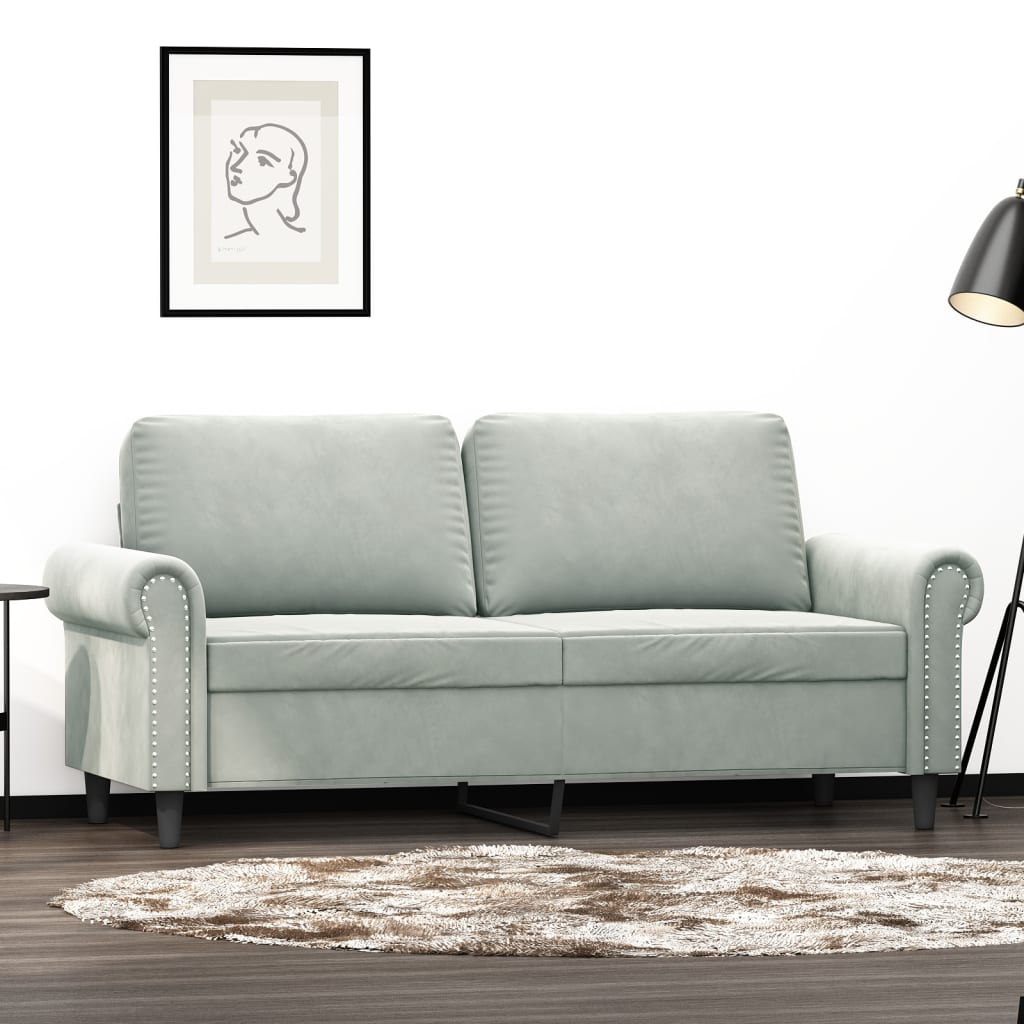 vidaXL Sofa 2-osobowa, jasnoszara, 140 cm, tapicerowana aksamitem
