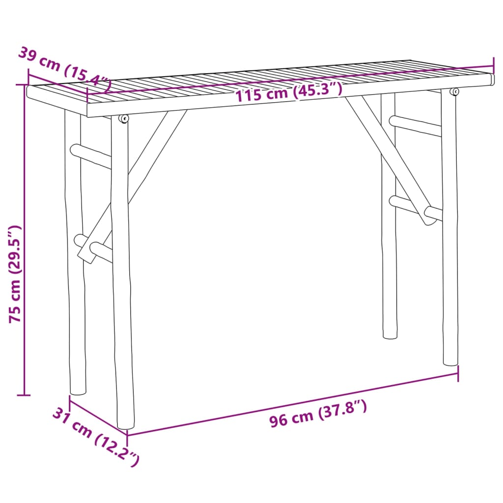 vidaXL Stolik konsolowy, 115x39x75 cm, bambusowy