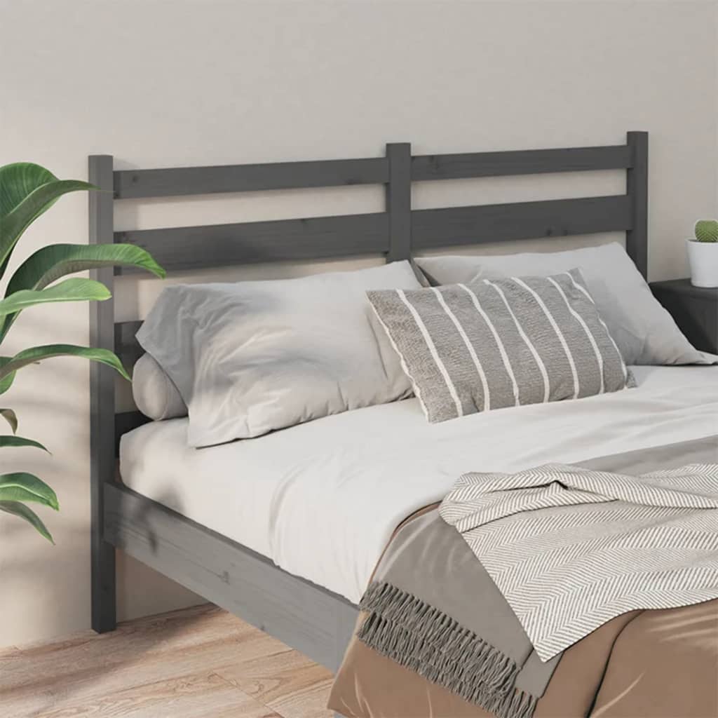 vidaXL Wezgłowie łóżka, szare, 206x4x100 cm, lite drewno sosnowe