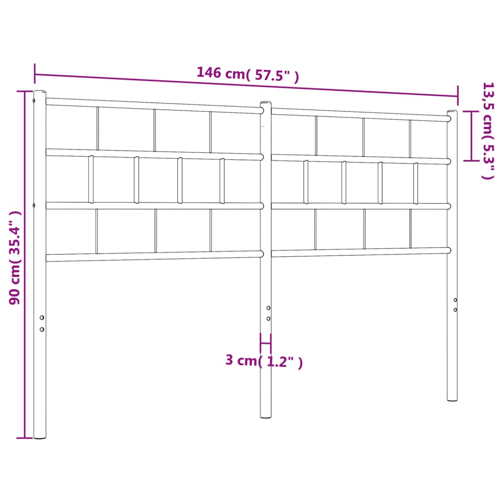 vidaXL Metalowe wezgłowie, białe, 140 cm