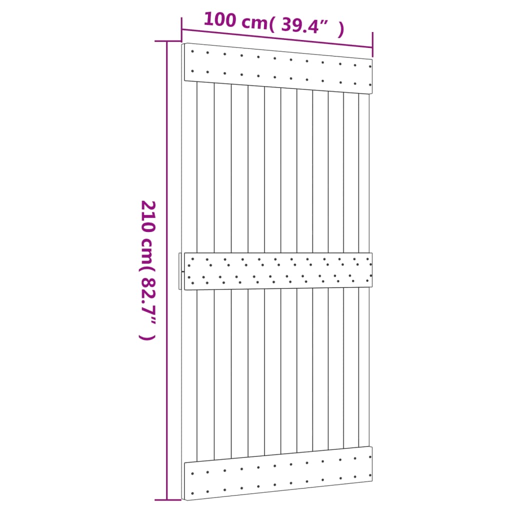 vidaXL Drzwi NARVIK, 100x210 cm, lite drewno sosnowe