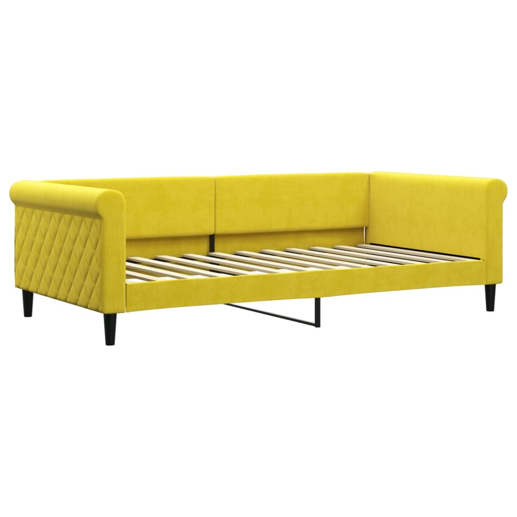 vidaXL Sofa z materacem do spania, żółta, 100x200 cm, aksamit