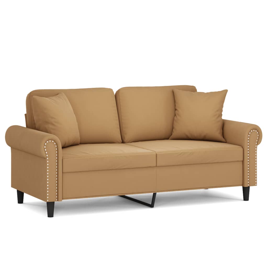 vidaXL 2-osobowa sofa z poduszkami, brązowa, 140 cm, aksamit