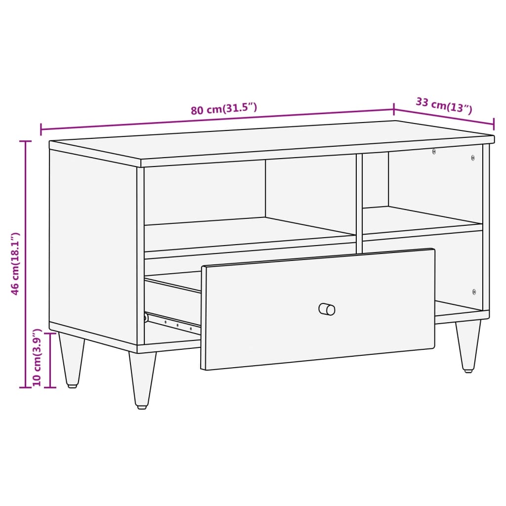 vidaXL Szafka pod telewizor, 80x33x46 cm, lite drewno mango