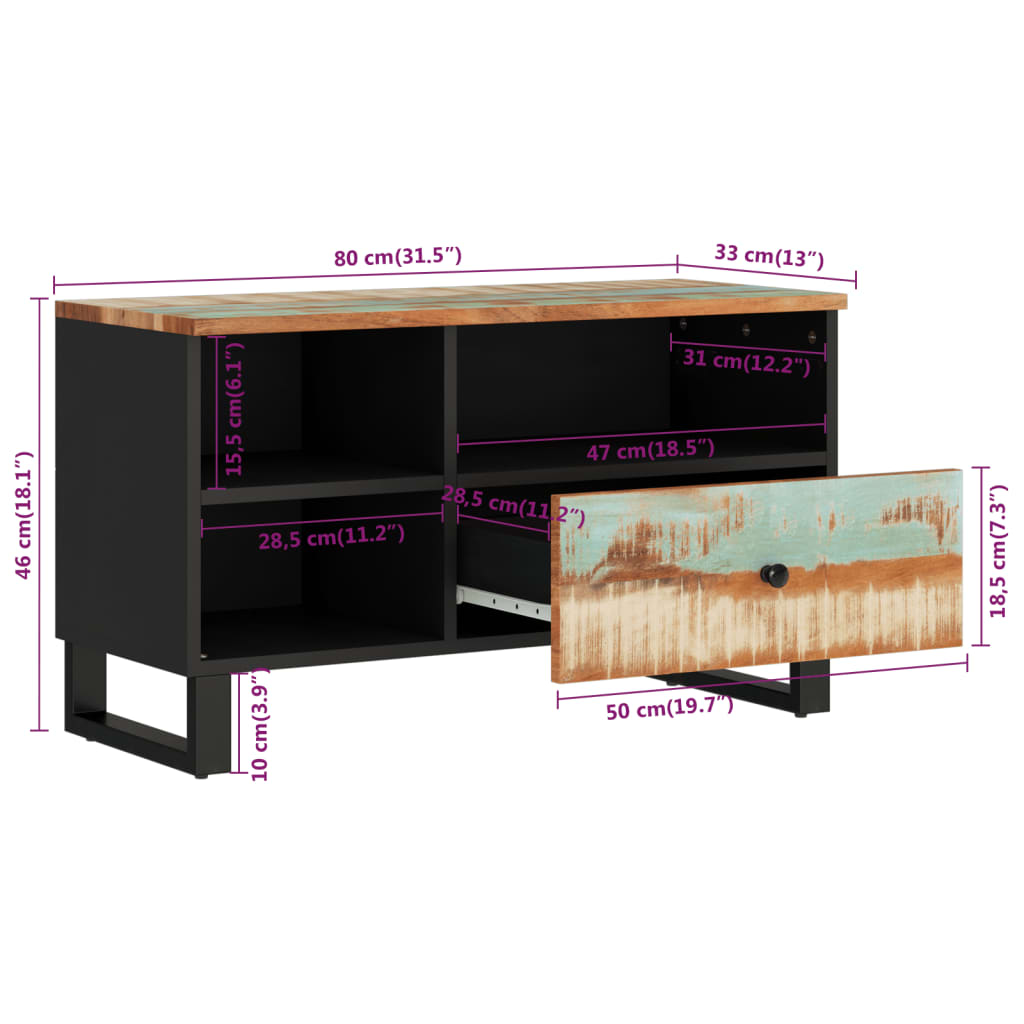 vidaXL Szafka pod TV, 80x33x46 cm, drewno i materiał drewnopochodny