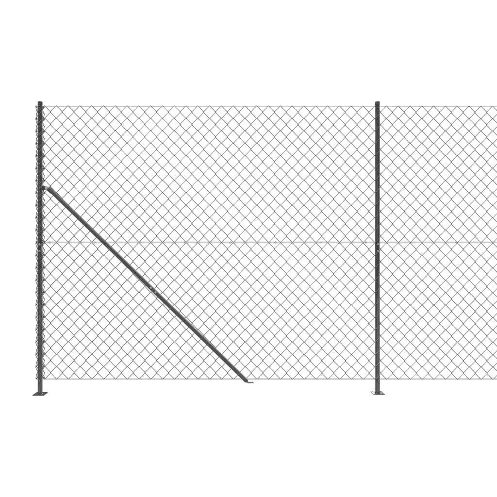 vidaXL Ogrodzenie z siatki, ze stopami słupków, antracytowe, 1,8x25 m