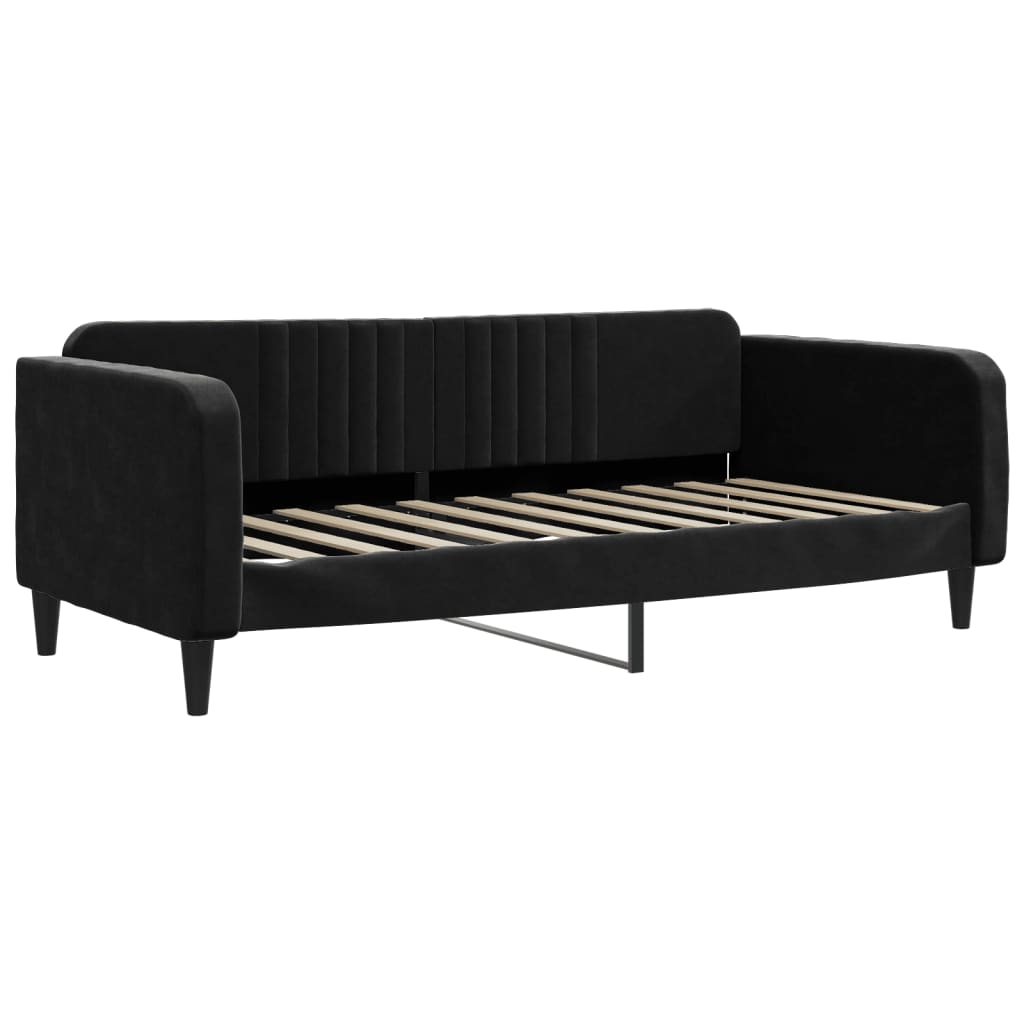 vidaXL Sofa z materacem do spania, czarna, 90x190 cm, aksamit