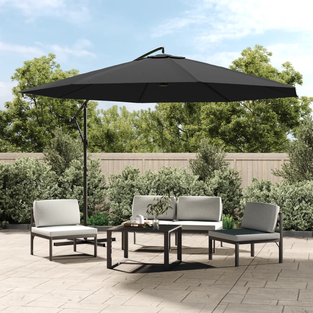 vidaXL Parasol wiszący z aluminiowym słupkiem, 350 cm, antracytowy