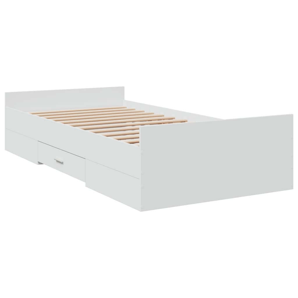 vidaXL Rama łóżka z szufladami, biała, 90x190 cm