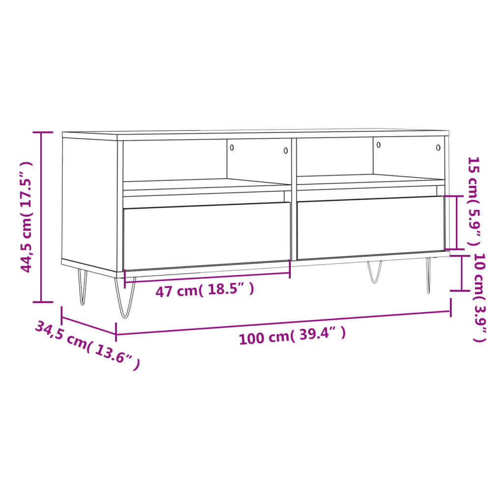 vidaXL Szafka pod TV, wysoki połysk, biała, 100x34,5x44,5 cm