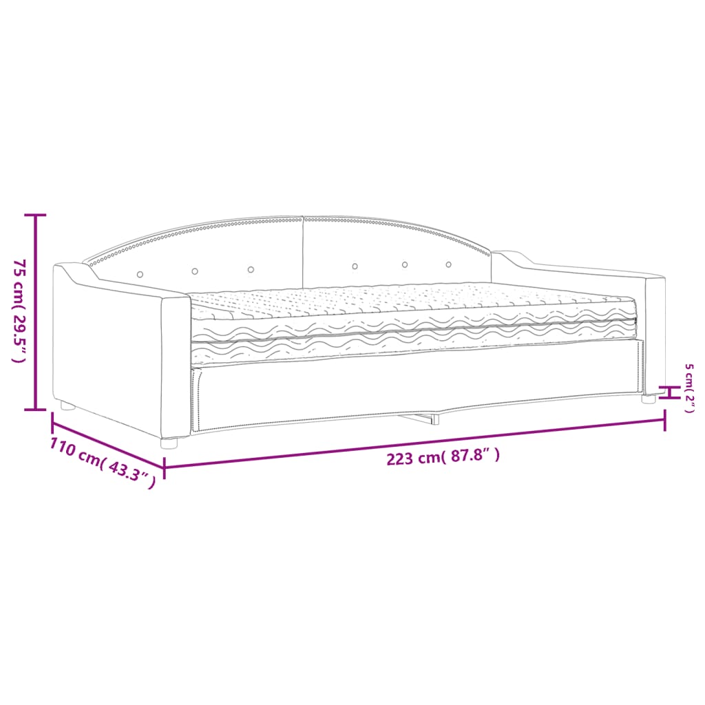 vidaXL Sofa z materacem do spania, kremowa, 100x200 cm, tkanina