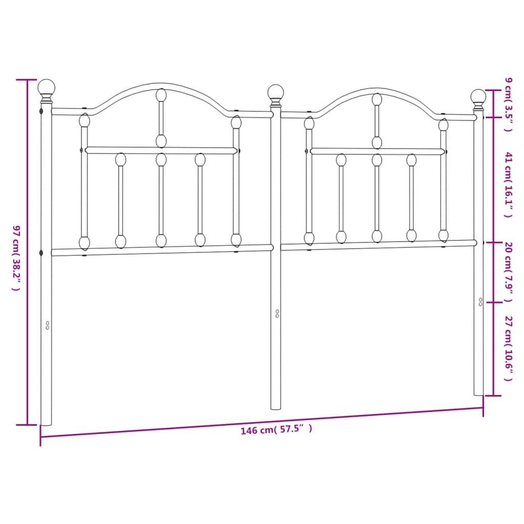 vidaXL Metalowe wezgłowie, białe, 140 cm