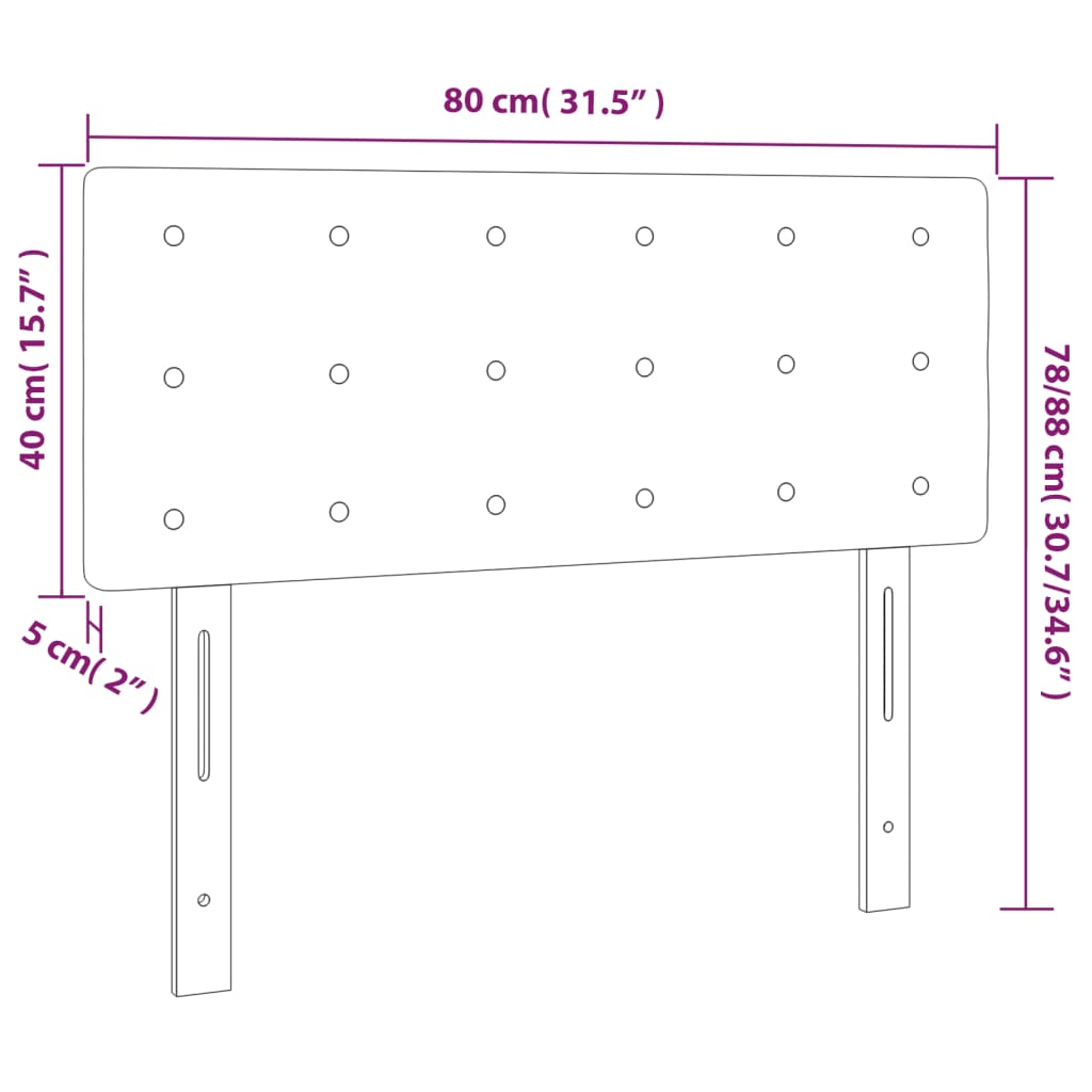 vidaXL Zagłówek do łóżka z LED, ciemnobrązowy, 80x5x78/88 cm, tkanina