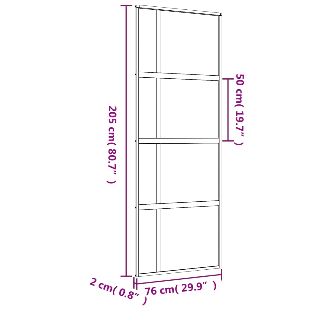 vidaXL Drzwi przesuwne, złote, 76x205 cm, przezroczyste szkło ESG