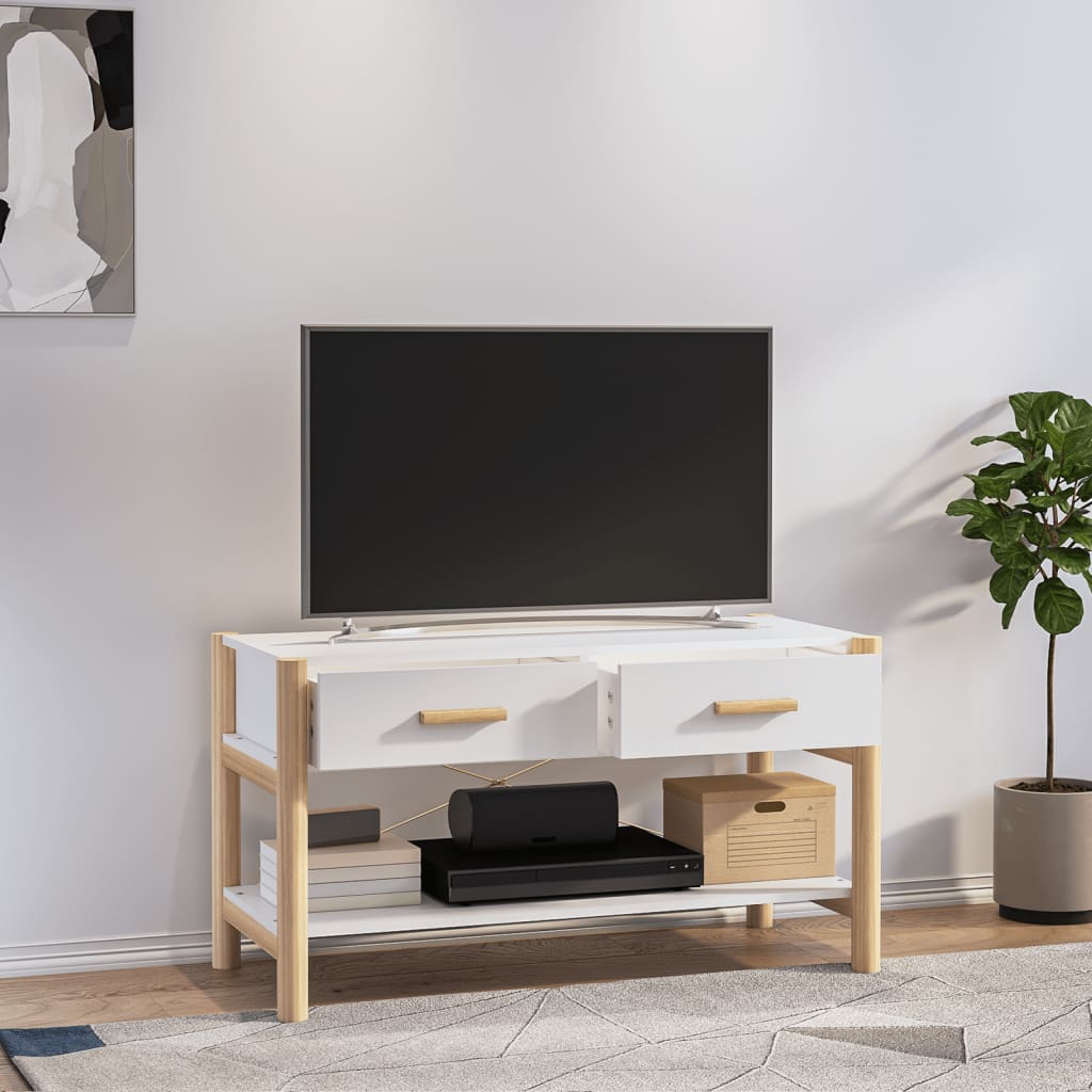 vidaXL Szafka pod TV, biała, 82x38x45 cm, materiał drewnopochodny