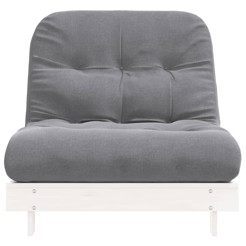 vidaXL Sofa rozkładana typu futon, z materacem, biała, 80x206x11 cm