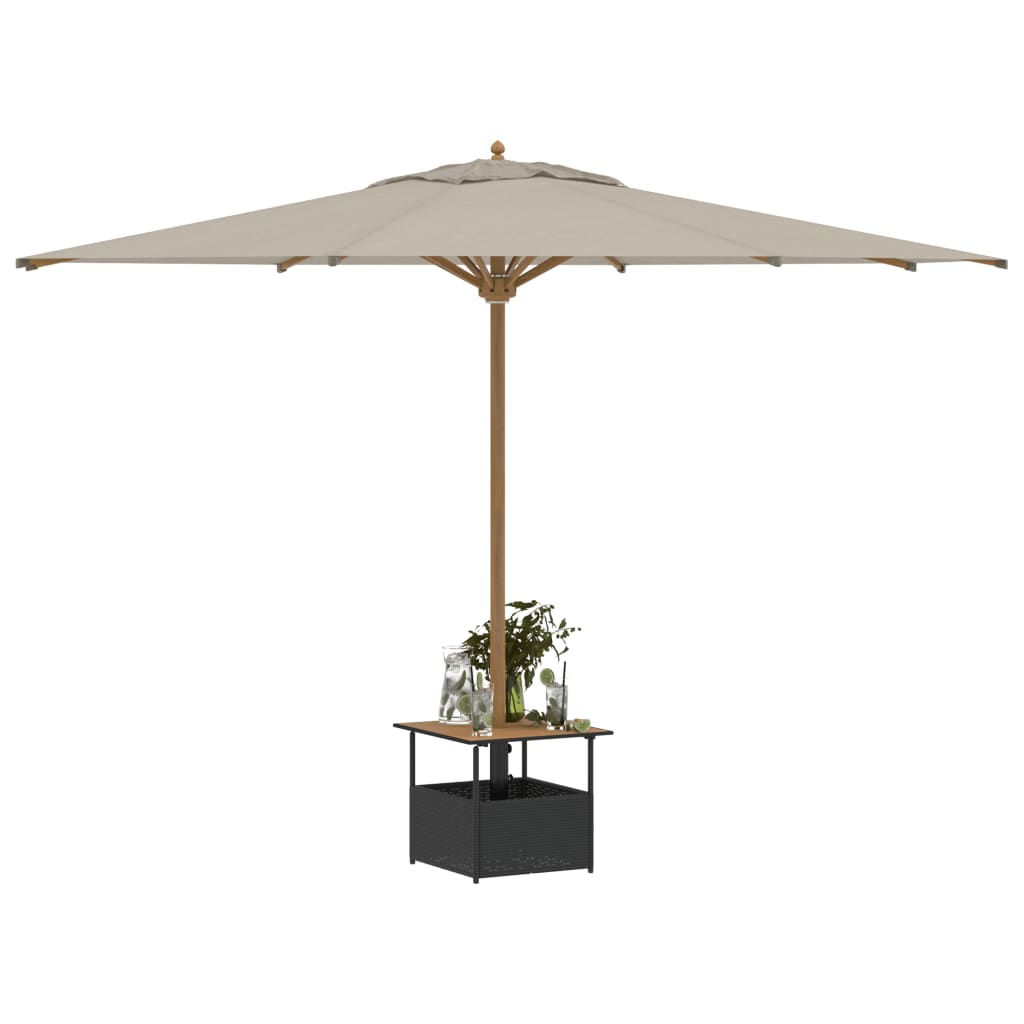 vidaXL Stolik ogrodowy z otworem na parasol, czarny, 55x55x46,5 cm