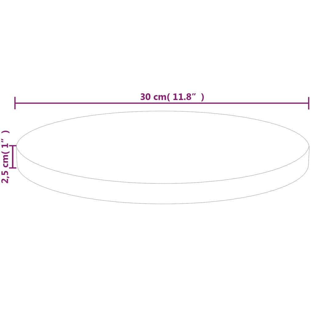 vidaXL Okrągły blat do stolika, Ø30x2,5 cm, surowe drewno dębowe