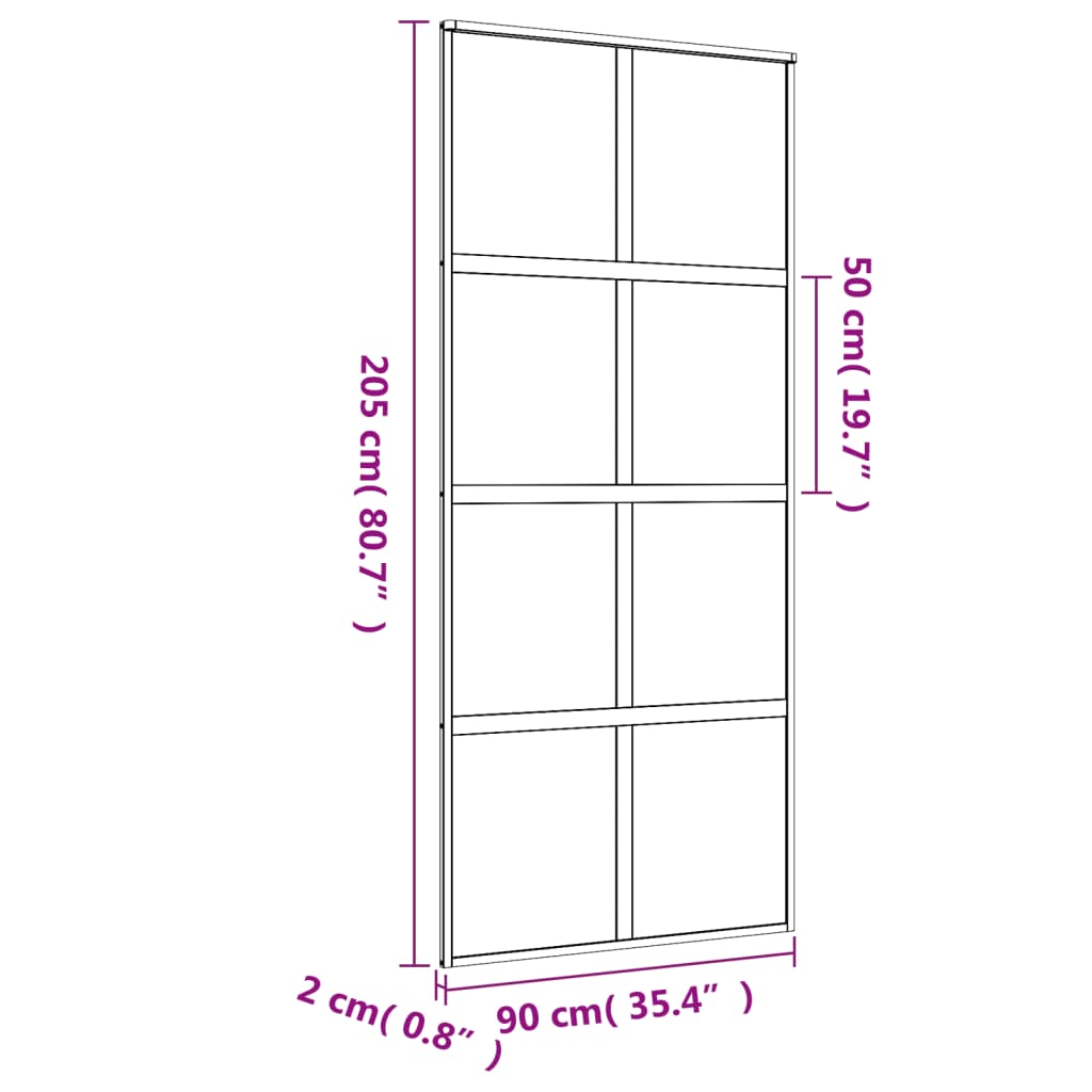 vidaXL Drzwi przesuwne, złote, 90x205 cm, mrożone szkło ESG, aluminium