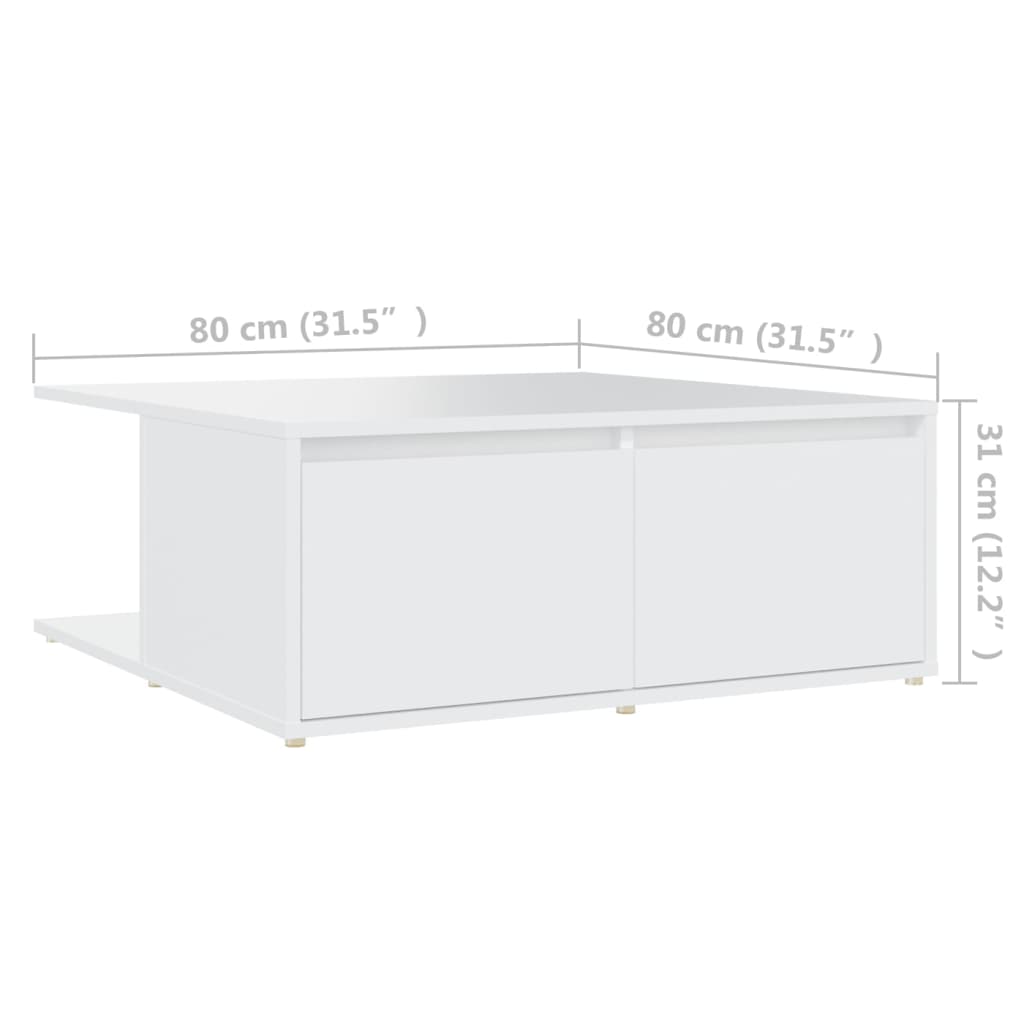 vidaXL Stolik kawowy, biały, 80x80x31 cm, materiał drewnopochodny