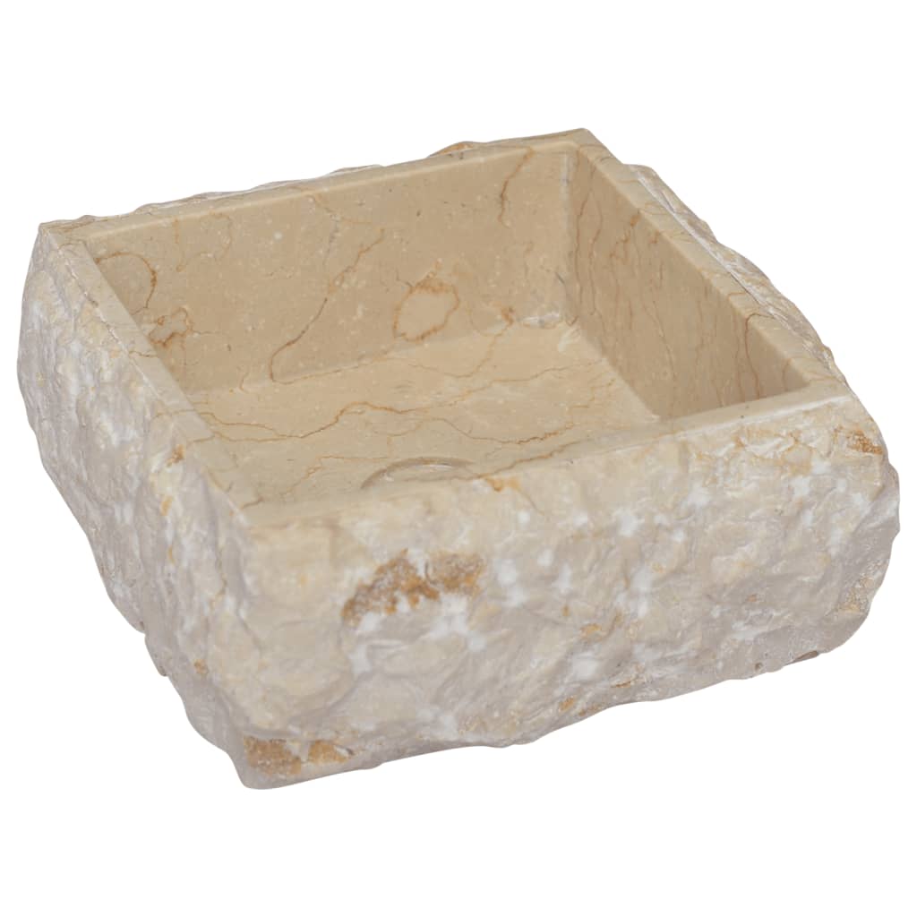 vidaXL Umywalka, kremowa, 30 x 30 x 13 cm, marmurowa