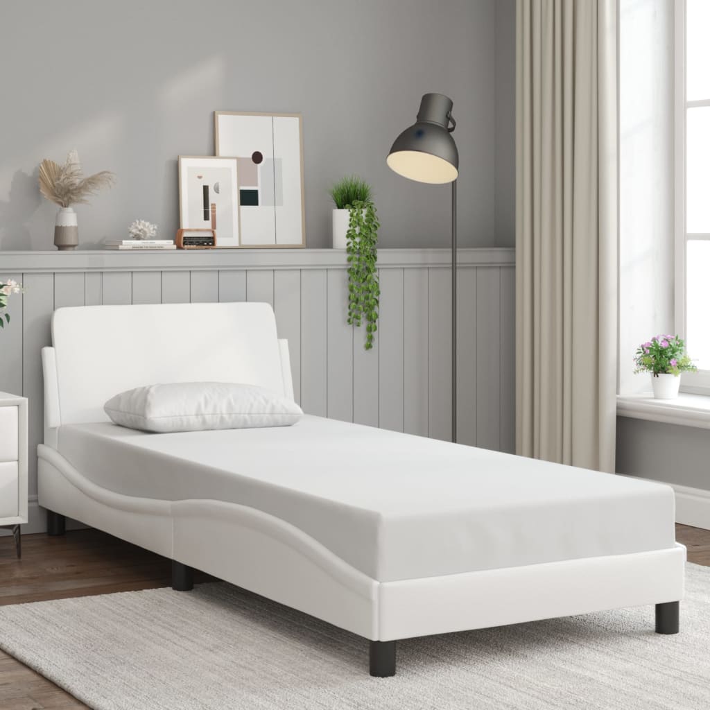 vidaXL Rama łóżka z zagłówkiem, biała, 80x200 cm, sztuczna skóra