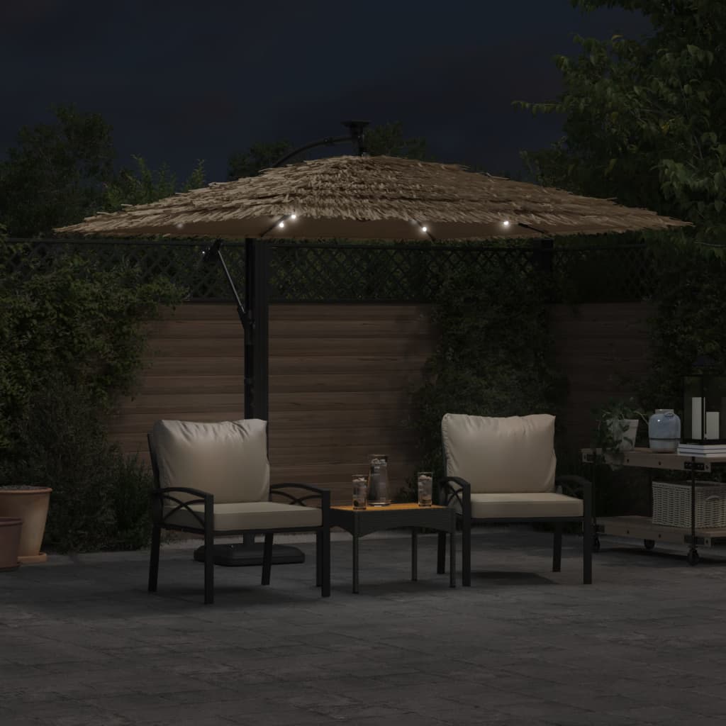 vidaXL Parasol ogrodowy z LED, stalowy słupek, brązowy, 246x246x230 cm