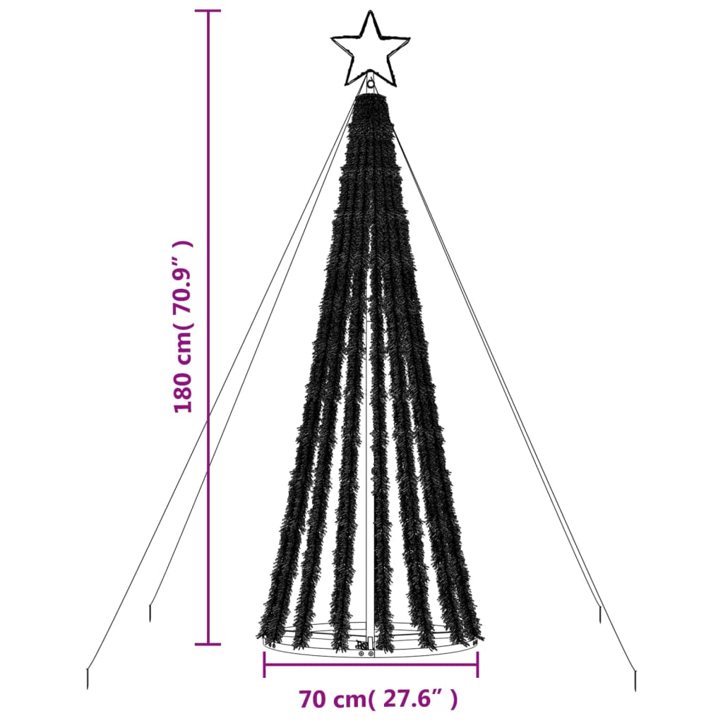 vidaXL Stożkowa choinka z lampek, 275 niebieskich LED, 180 cm