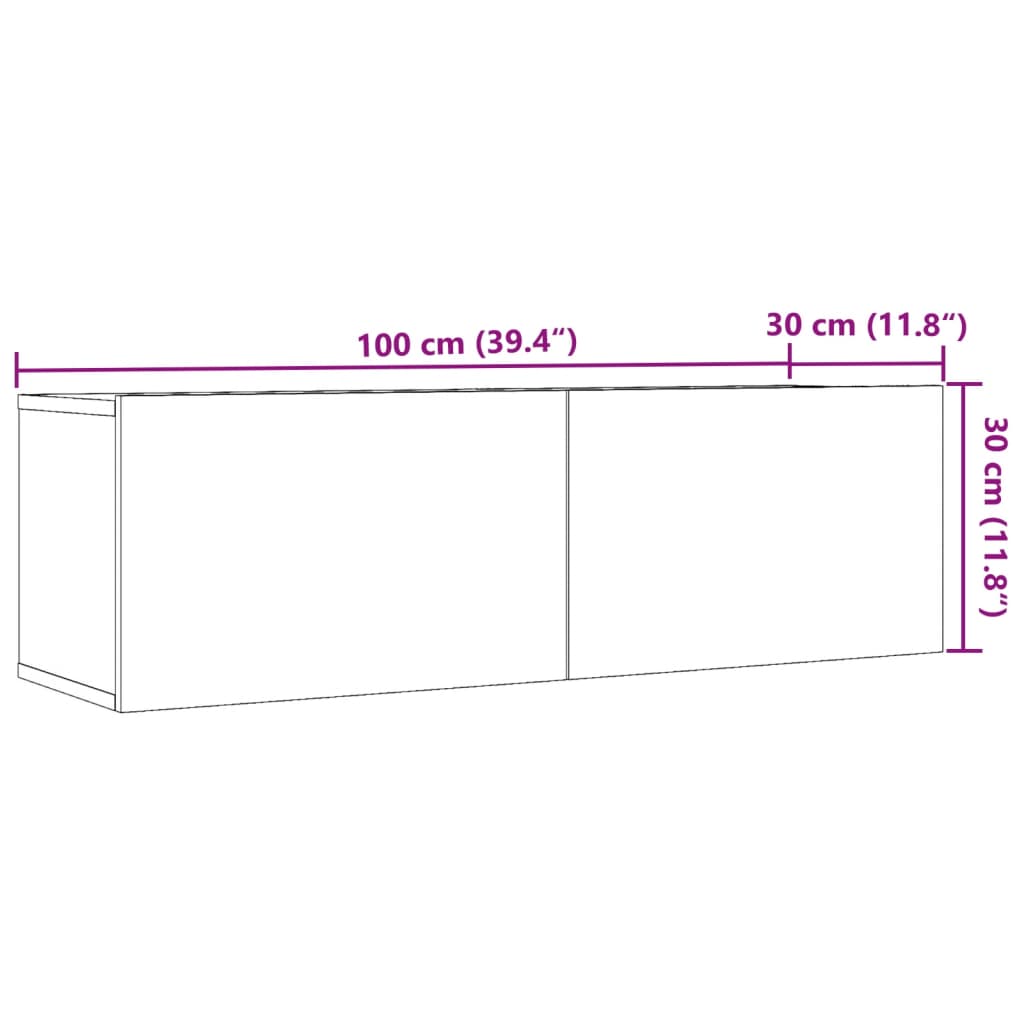 vidaXL Ścienne szafki TV, 2 szt., dąb artisian, 100x30x30 cm