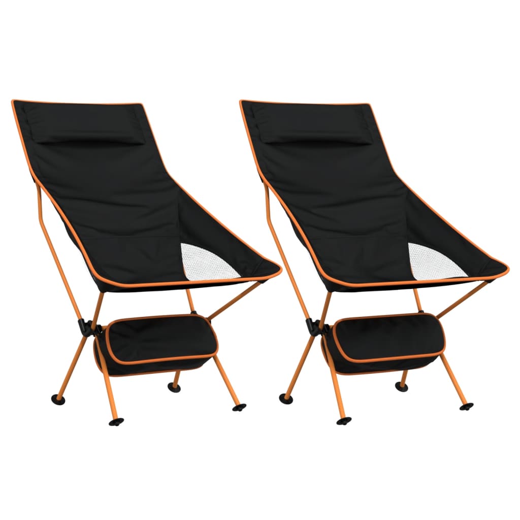 vidaXL Składane krzesła turystyczne, 2 szt., czarne
