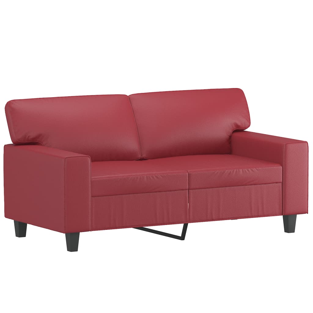 vidaXL 2-os. sofa z poduszkami, winna czerwień, 120 cm, sztuczna skóra