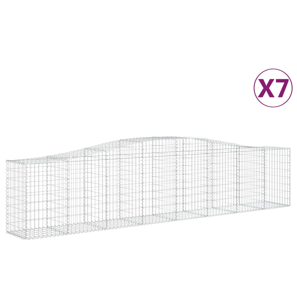 vidaXL Kosze gabionowe, 7 szt, 400x50x80/100 cm, galwanizowane żelazo