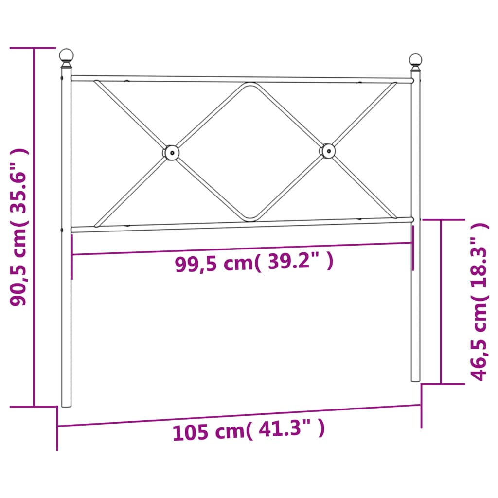 vidaXL Metalowe wezgłowie, czarne, 100 cm