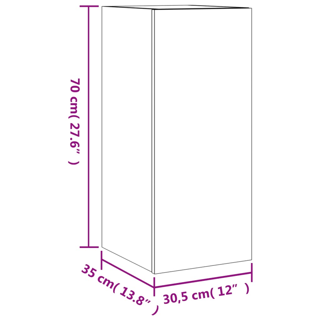 vidaXL Ścienna szafka TV z LED, czarna, 30,5x35x70 cm