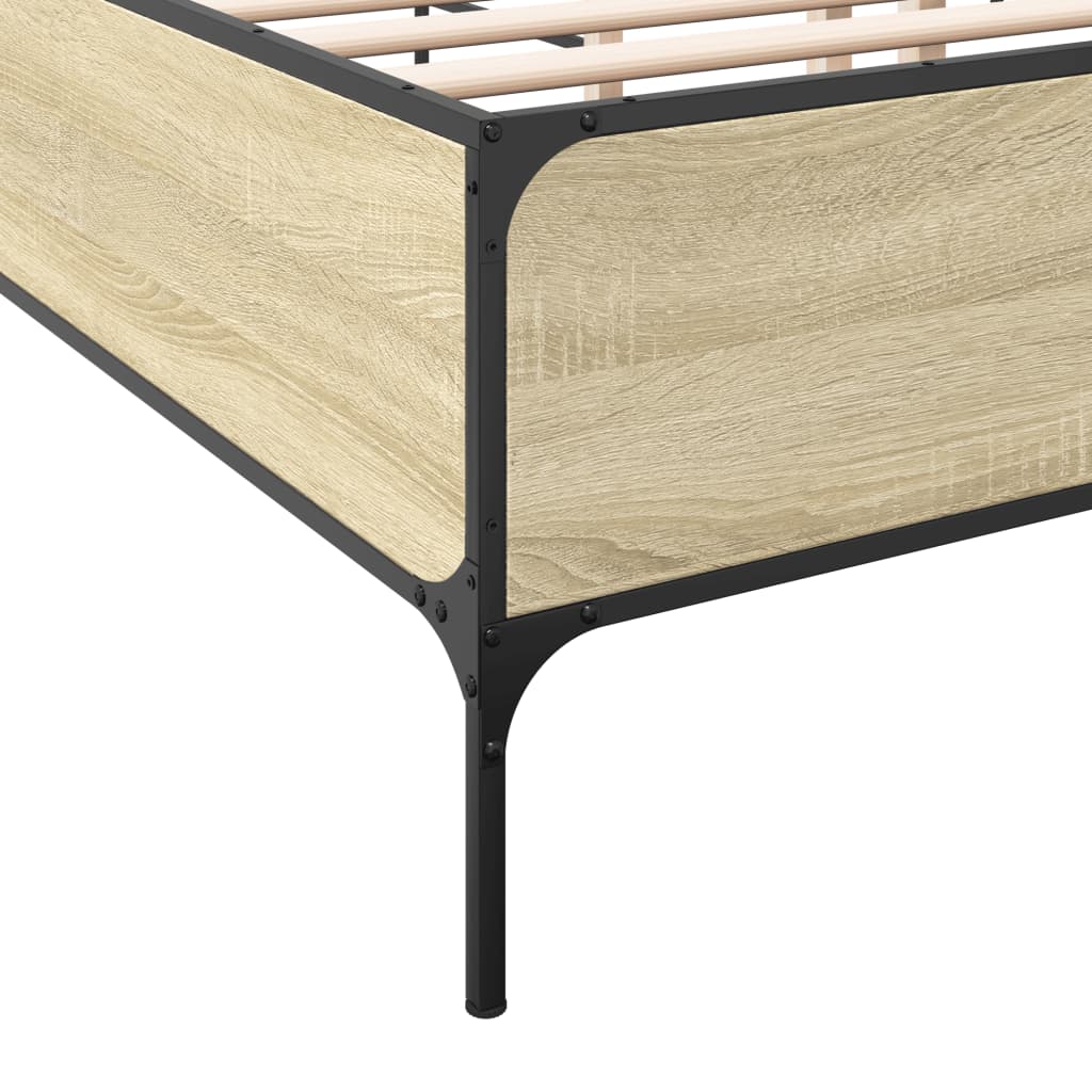 vidaXL Rama łóżka, dąb sonoma, 140x190 cm, materiał drewnopochodny