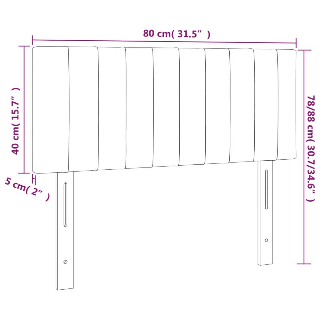 vidaXL Zagłówek do łóżka z LED, taupe, 80x5x78/88 cm, tkanina