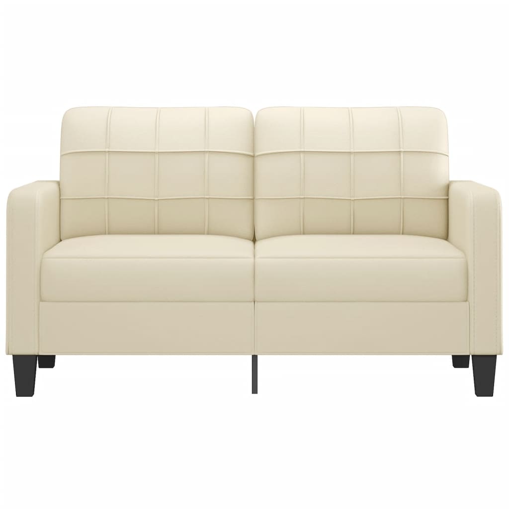 vidaXL 2-osobowa sofa, kremowy, 140 cm, sztuczna skóra