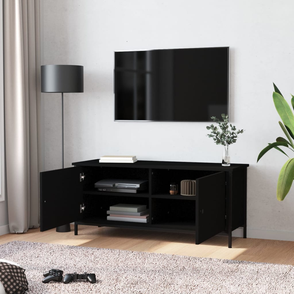 vidaXL Szafka pod TV, czarna, 102x35x45 cm, materiał drewnopochodny