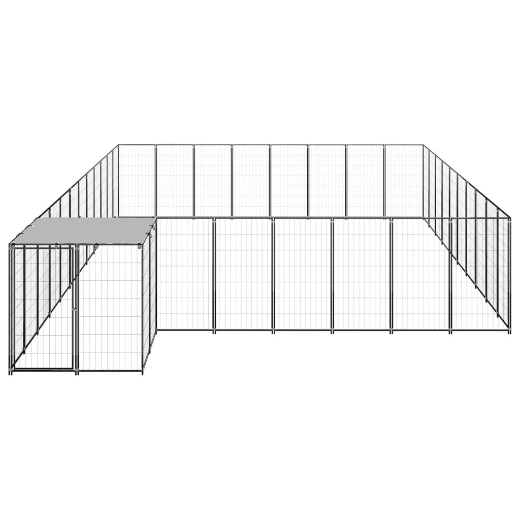 vidaXL Kojec dla psa, czarny, 25,41 m², stalowy