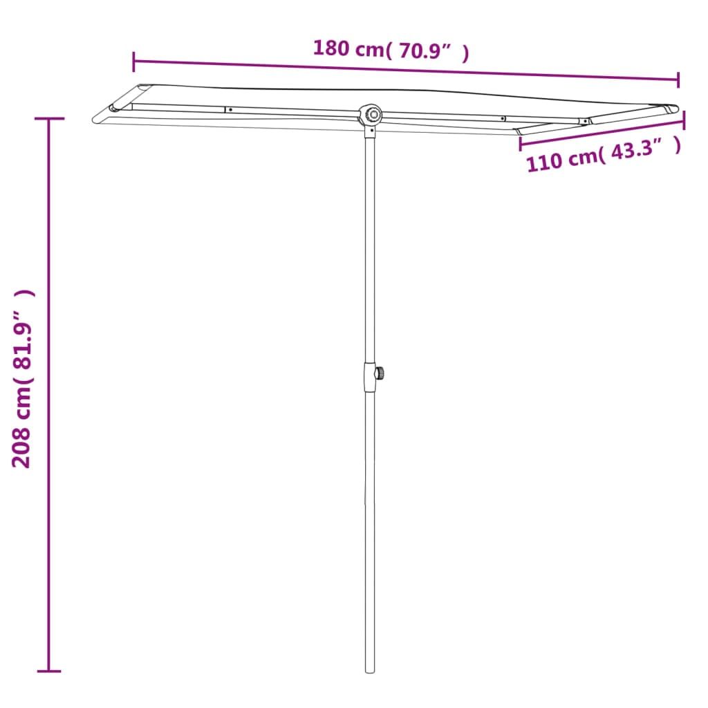 vidaXL Parasol ogrodowy na aluminiowym słupku, 180x110 cm, taupe