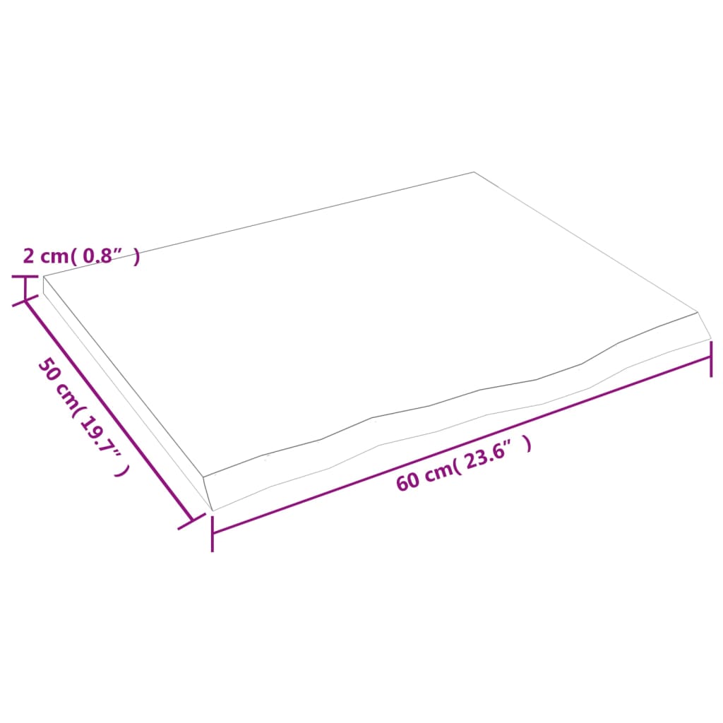 vidaXL Półka, ciemnobrązowa, 60x50x2 cm, wykończone lite drewno dębowe