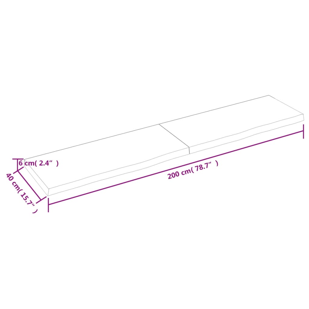 vidaXL Blat do łazienki, jasnobrązowy, 200x40x(2-6) cm, lite drewno