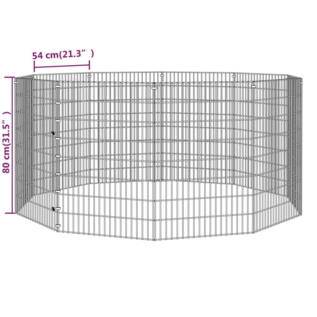 vidaXL Kojec dla zwierząt, 10 paneli, 54x80 cm, galwanizowane żelazo