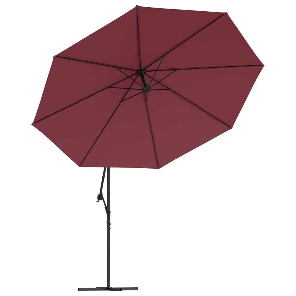 vidaXL Parasol wiszący z aluminiowym słupkiem, 350 cm, bordowy