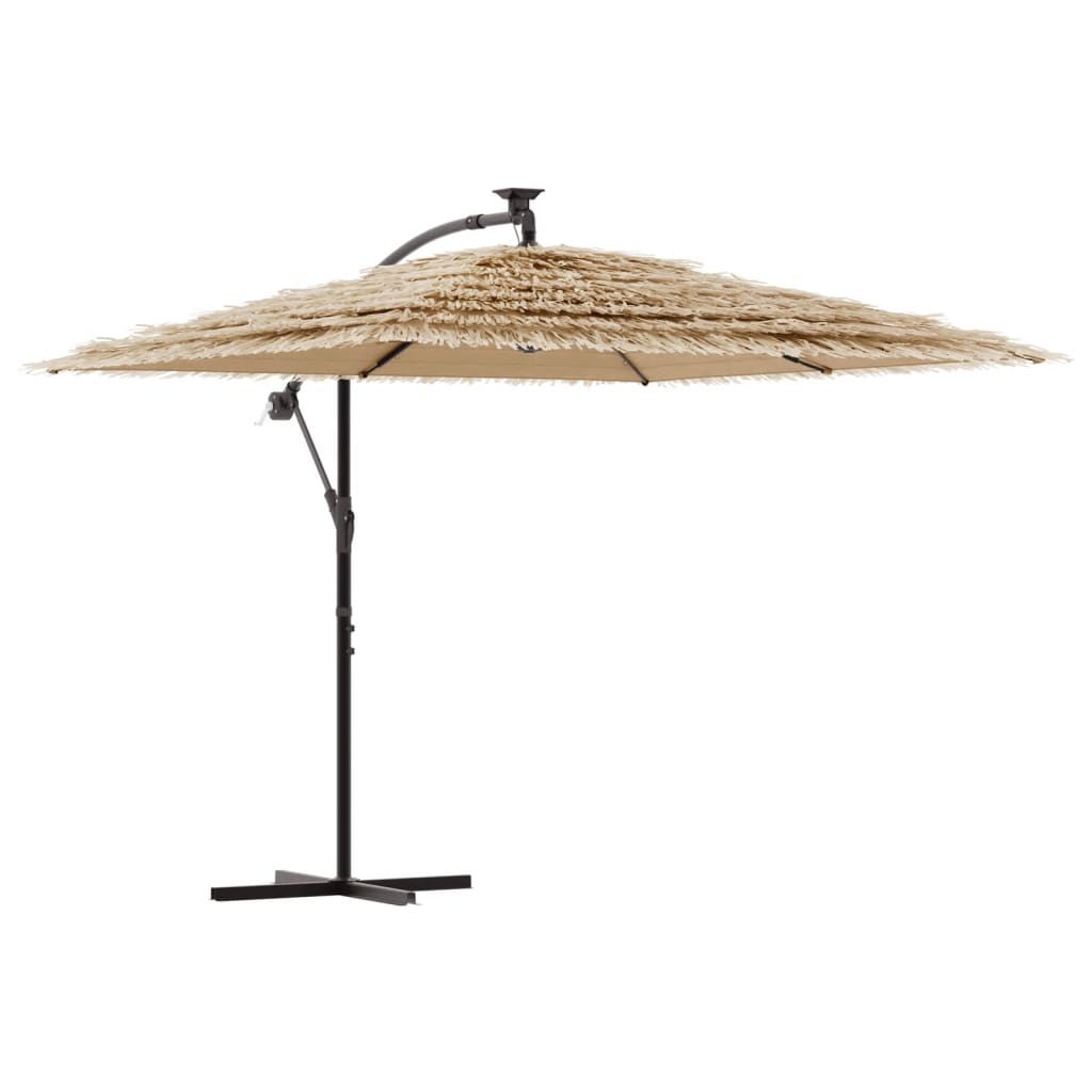 vidaXL Parasol ogrodowy z LED, stalowy słupek, brązowy, 246x246x230 cm