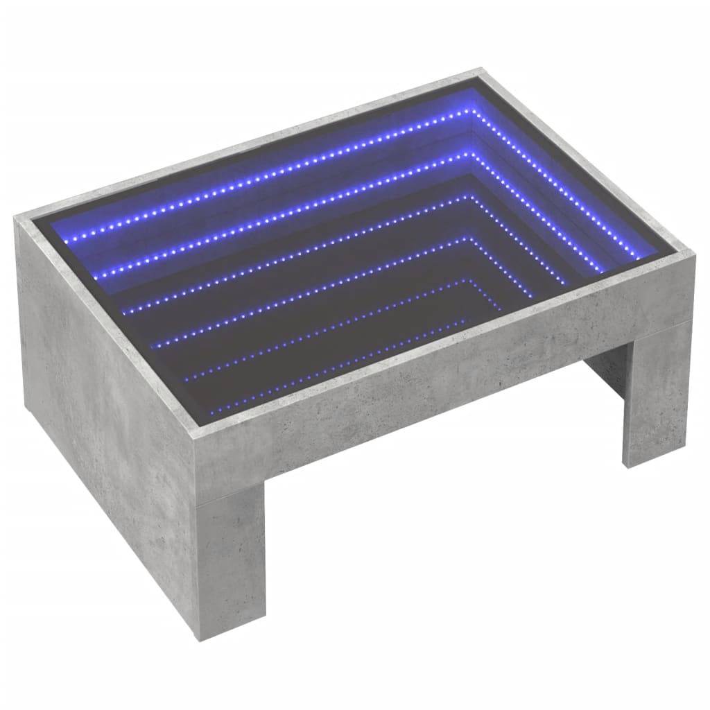 vidaXL Stolik kawowy z LED Infinity, szarość betonu, 70x50x30 cm